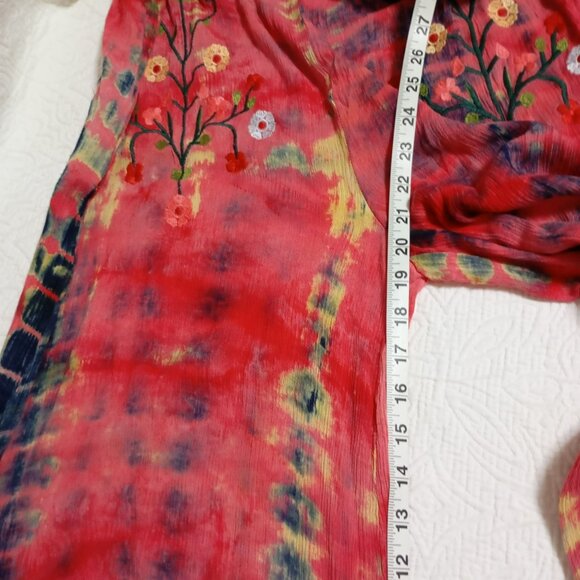 Wonderland By Orange Vintage Romper Sz M With Floral Embroidery & Tie-Dye Design - Picture 12 of 12